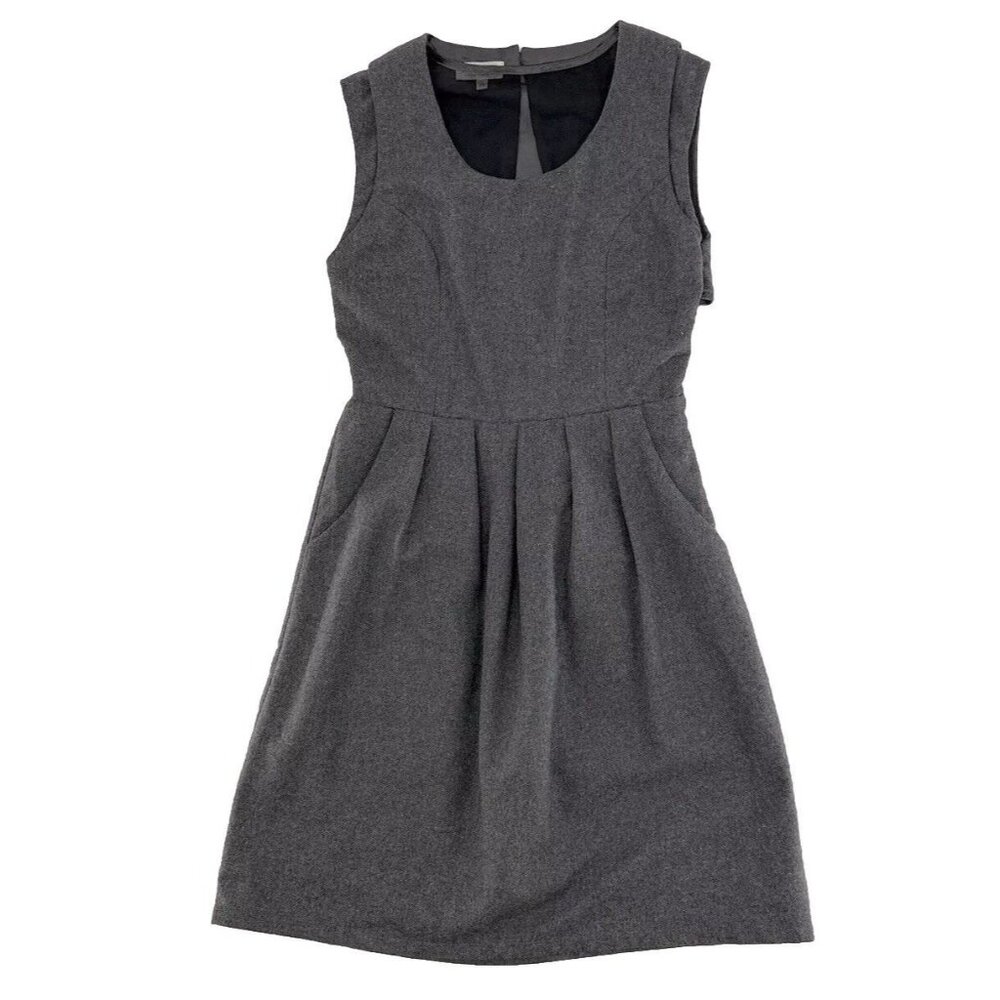 Mia Melon Women’s Gray‎ Wool Blend Pleated Sheer Back Dress XS Academia Preppy